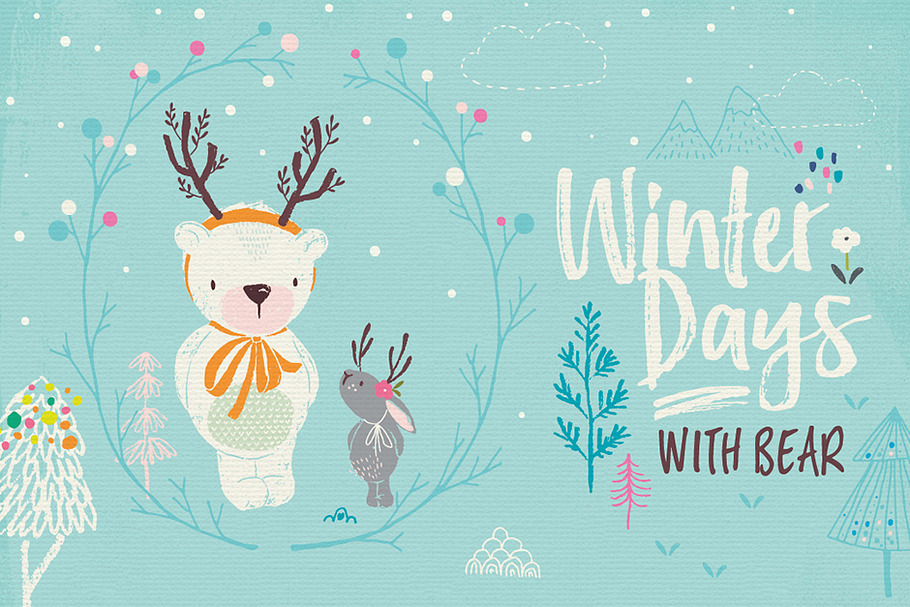 Winter days with Bear in Illustrations - product preview 8