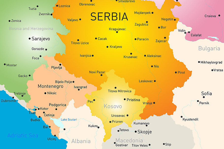 Vector color map of Serbia
