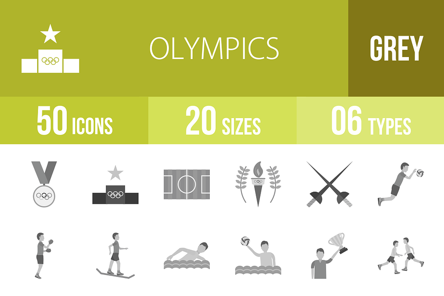 50 Olympics Greyscale Icons