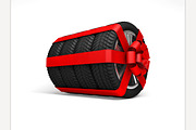 Tires gift. 3d rendering