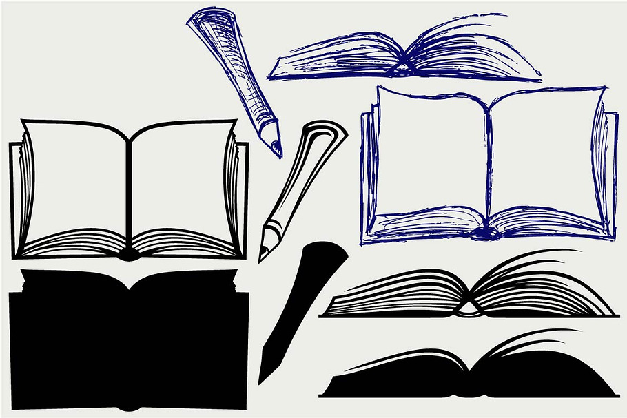 Book with pencil SVG in Book Icons - product preview 8
