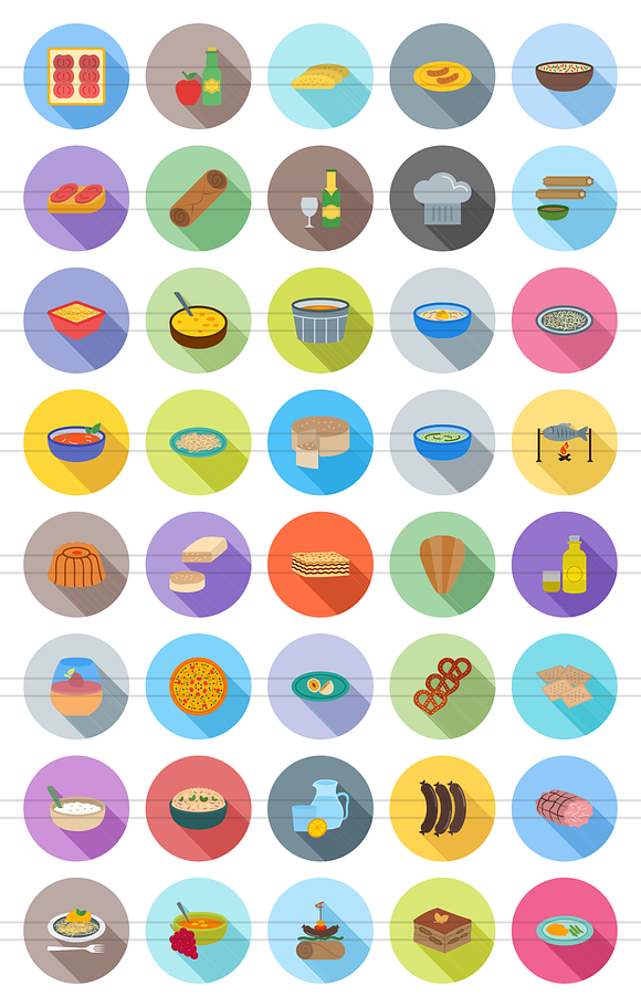 40 Cuisine Flat Shadowed Icons in Graphics - product preview 1