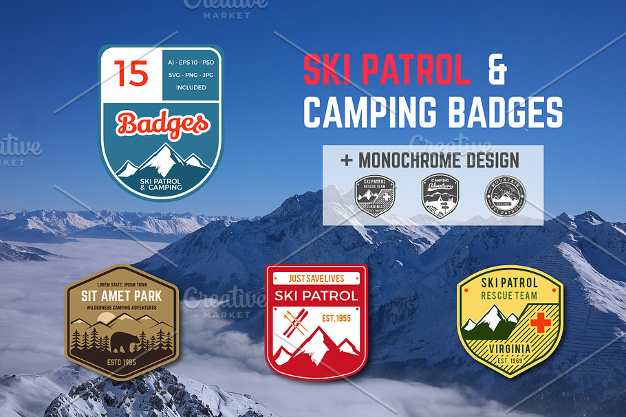 Mountain Ski Patrol Badges in Logo Templates - product preview 8