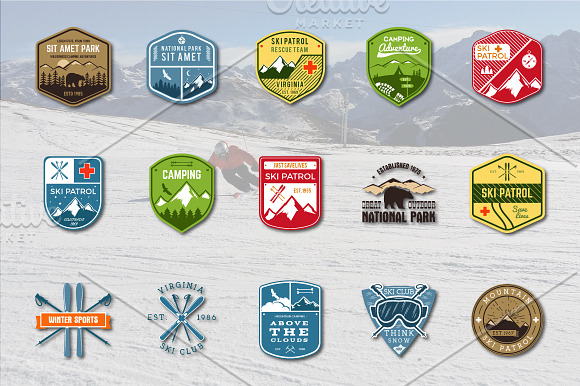 Mountain Ski Patrol Badges in Logo Templates - product preview 1