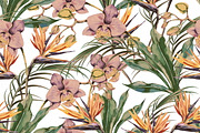 Tropical flowers,palm leaves pattern