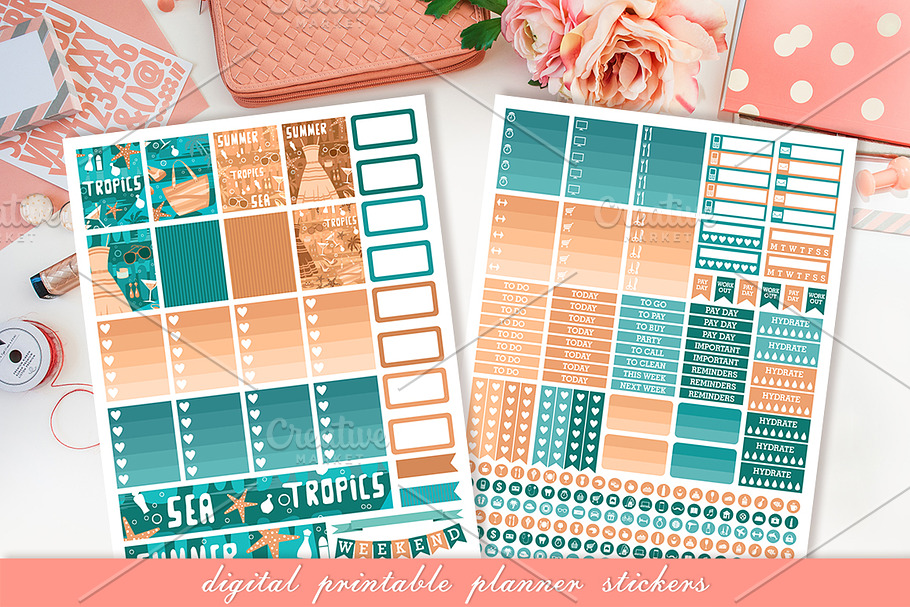 Planner printable stickers in Illustrations - product preview 8