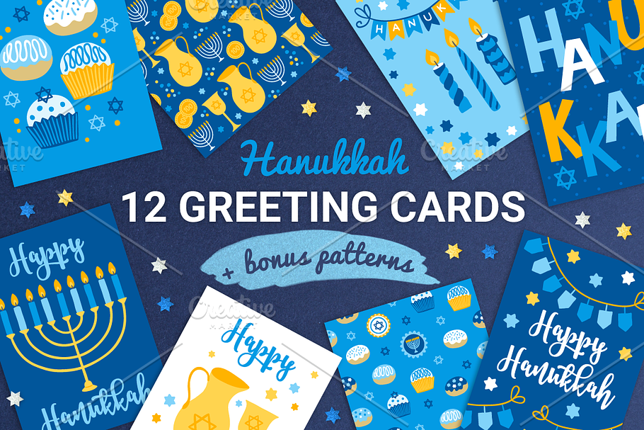 12 Hanukkah Cards + Bonus Patterns