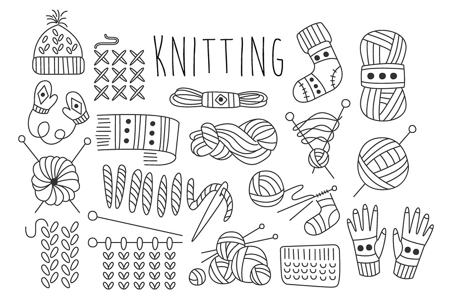Knitting Vector Hand drawn