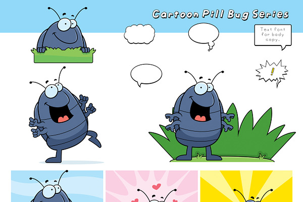 Cartoon Pill Bug Series