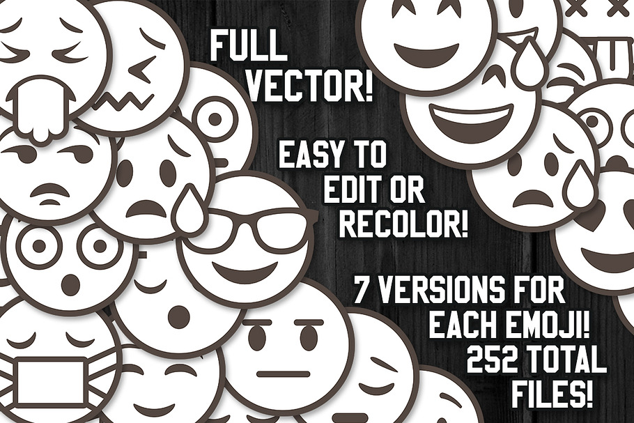 Big 36 Outlined Vector Emoji in Heart Emoticons - product preview 8