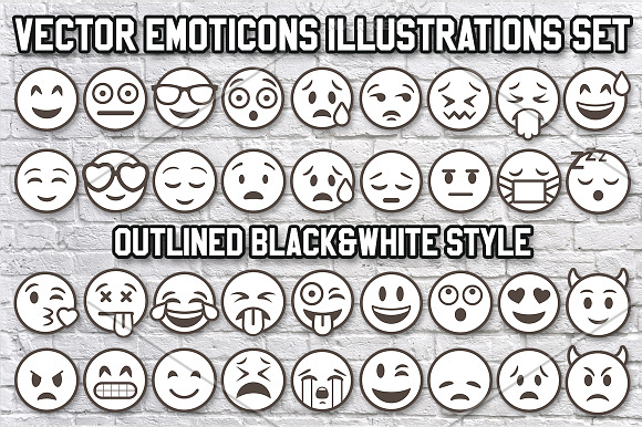 Big 36 Outlined Vector Emoji in Heart Emoticons - product preview 1