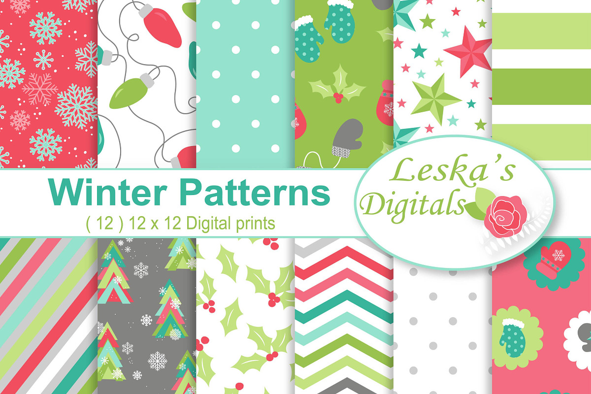Christmas Digital Paper Patterns in Patterns - product preview 8