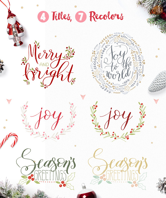 Christmas hand lettering & patterns in Patterns - product preview 5