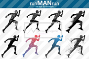Silhouette of running man. runMANrun