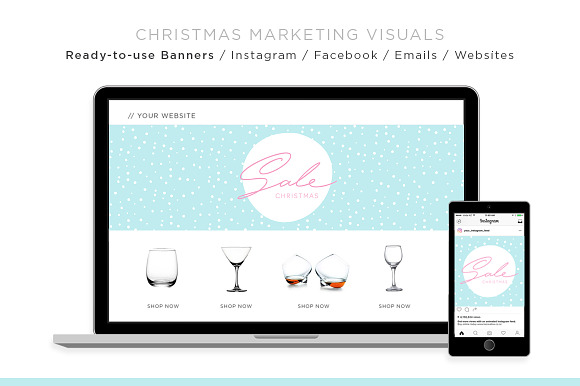 CHRISTMAS / NEW YEARS Sales Banners in Instagram Templates - product preview 1