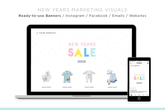 CHRISTMAS / NEW YEARS Sales Banners in Instagram Templates - product preview 2