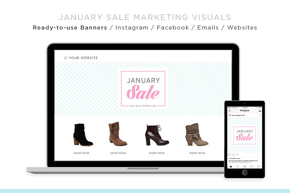 CHRISTMAS / NEW YEARS Sales Banners in Instagram Templates - product preview 3