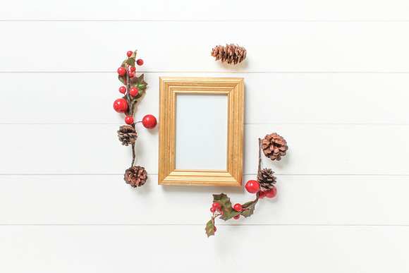 Styled Festive Gold Frame Mockup 3 in Print Mockups - product preview 3