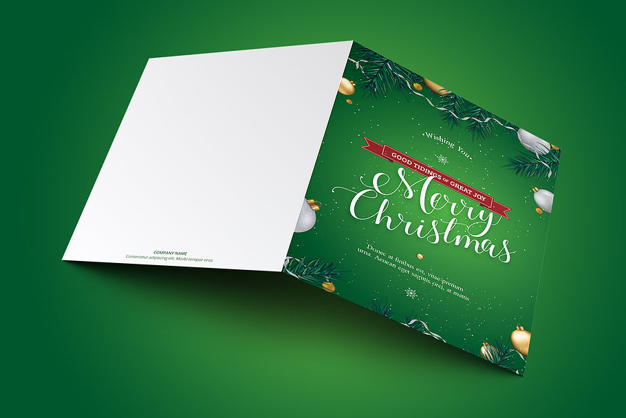 Green Christmas Greeting Card in Postcard Templates - product preview 8