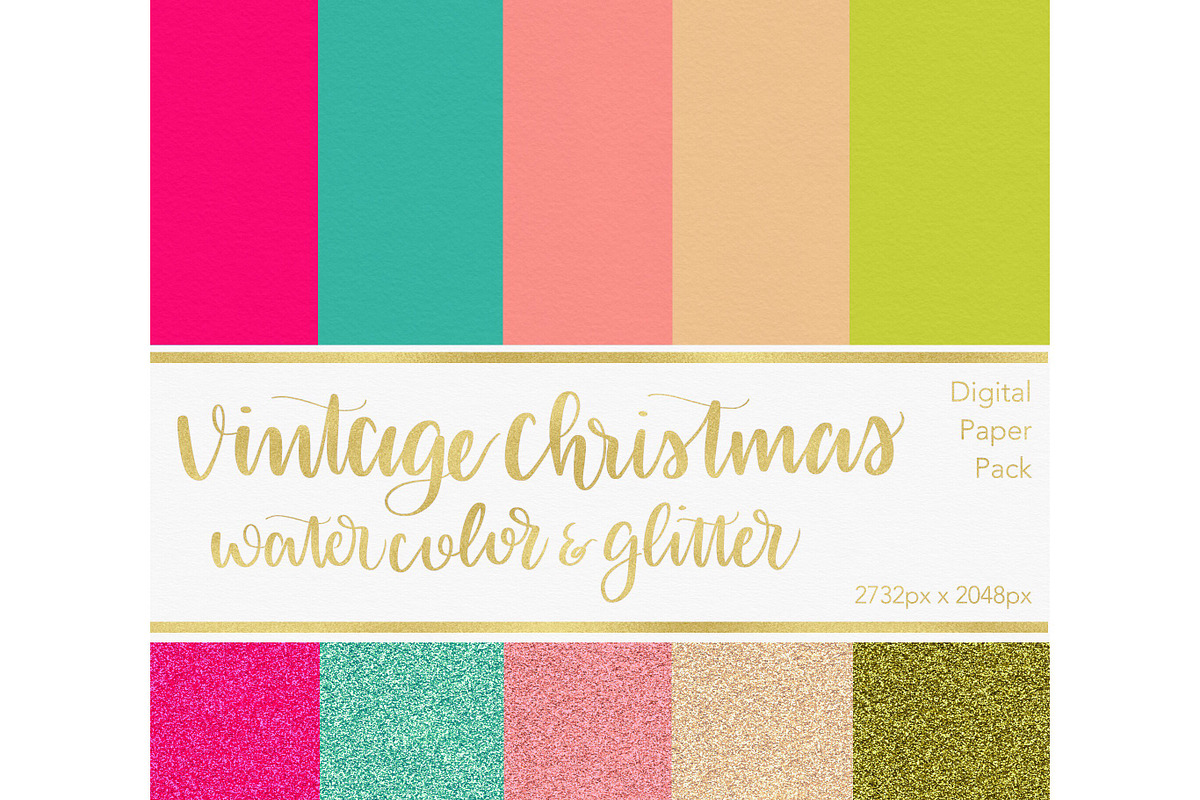 Digital Paper - Vintage Christmas in Textures - product preview 8