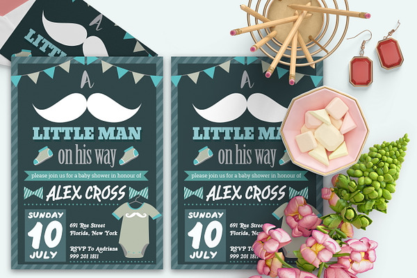 Retro Hipster Baby Shower Card
