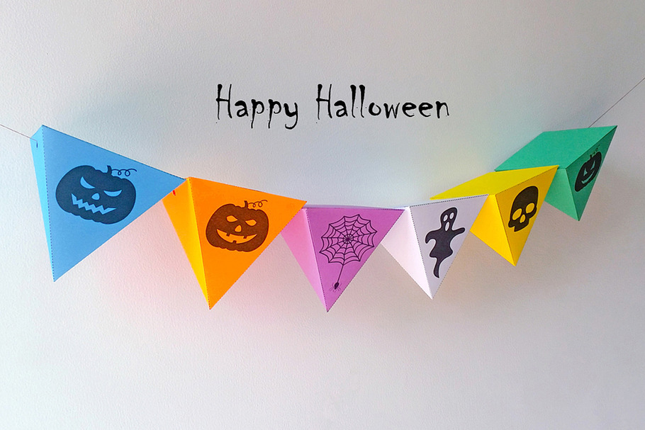 DIY Halloween Bunting -3d papercraft in Templates - product preview 8