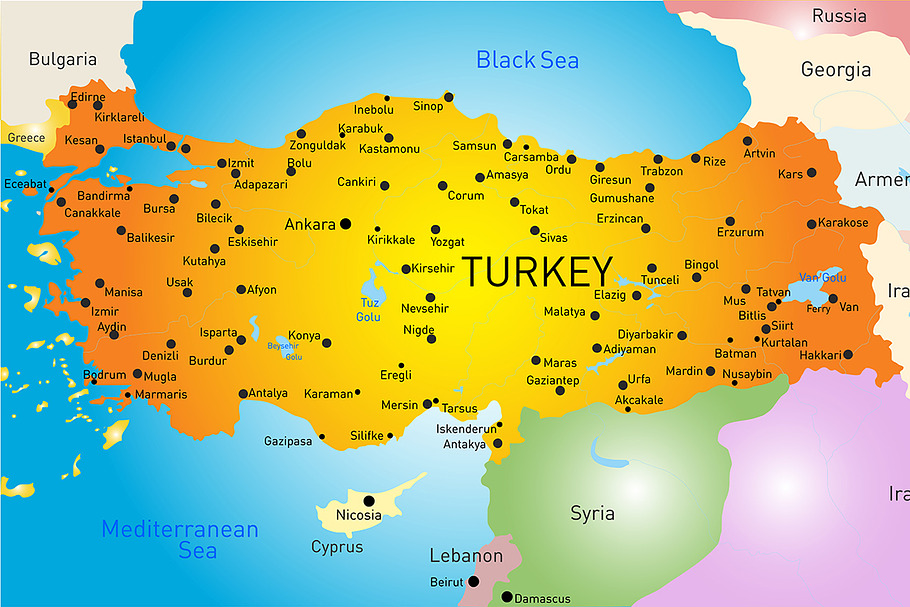 Vector color map of Turkey in Illustrations - product preview 8