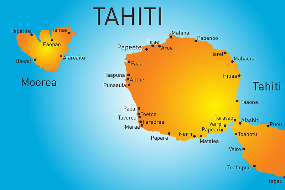 Vector color map of Tahiti in Illustrations - product preview 8