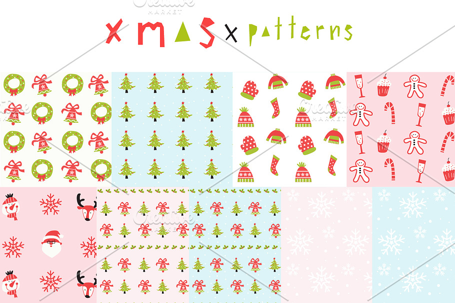 Merry Christmas seamless patterns in Patterns - product preview 8