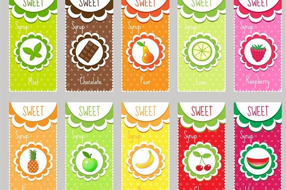 Set fruit labels, emblem + BONUS in Illustrations - product preview 1