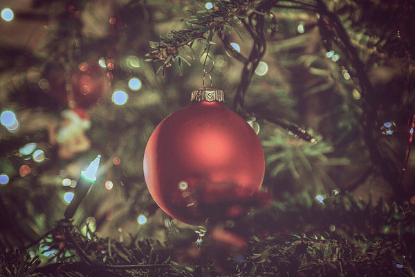Christmas tree with red ball ~ Holiday Photos ~ Creative Market