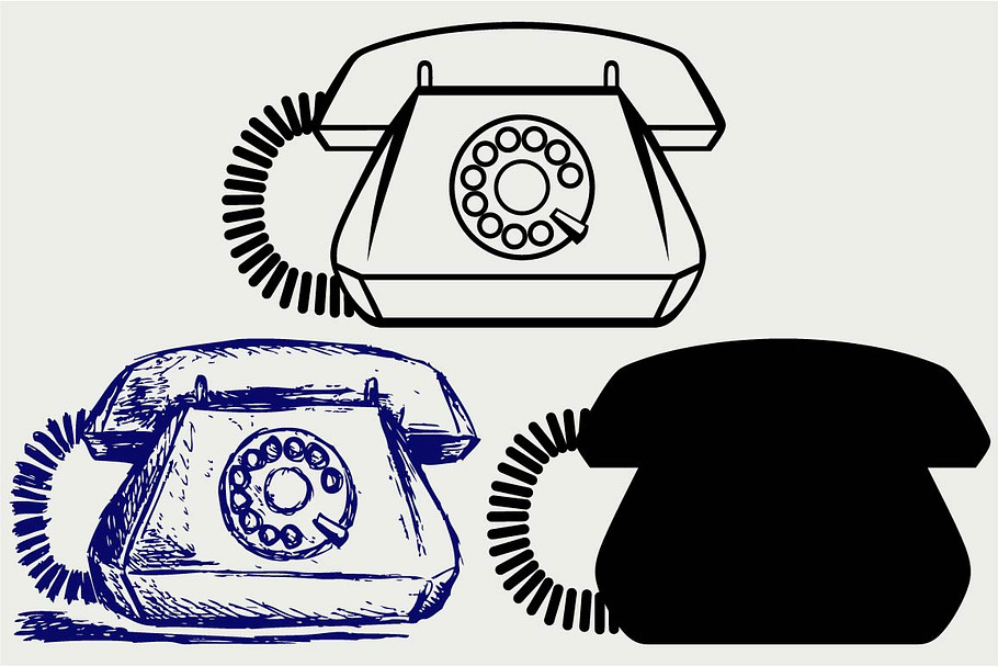 Telephon with rotary dial SVG