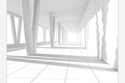 Empty interior 3D rendering