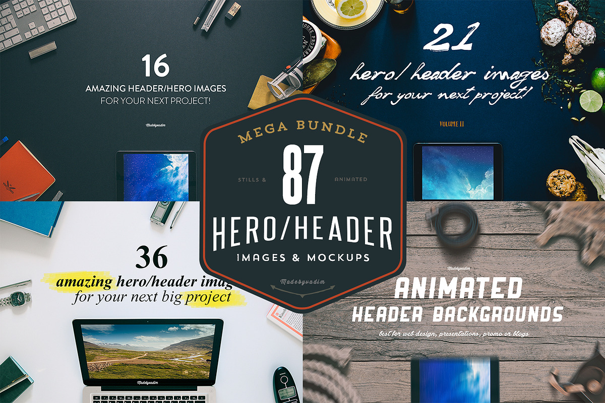 MEGA BUNDLE - 87 Hero/Header images in Mobile & Web Mockups - product preview 8