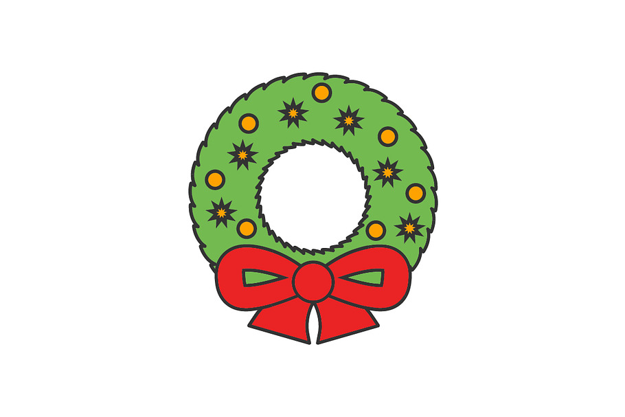 Christmas wreath flat line icon in Graphics - product preview 8