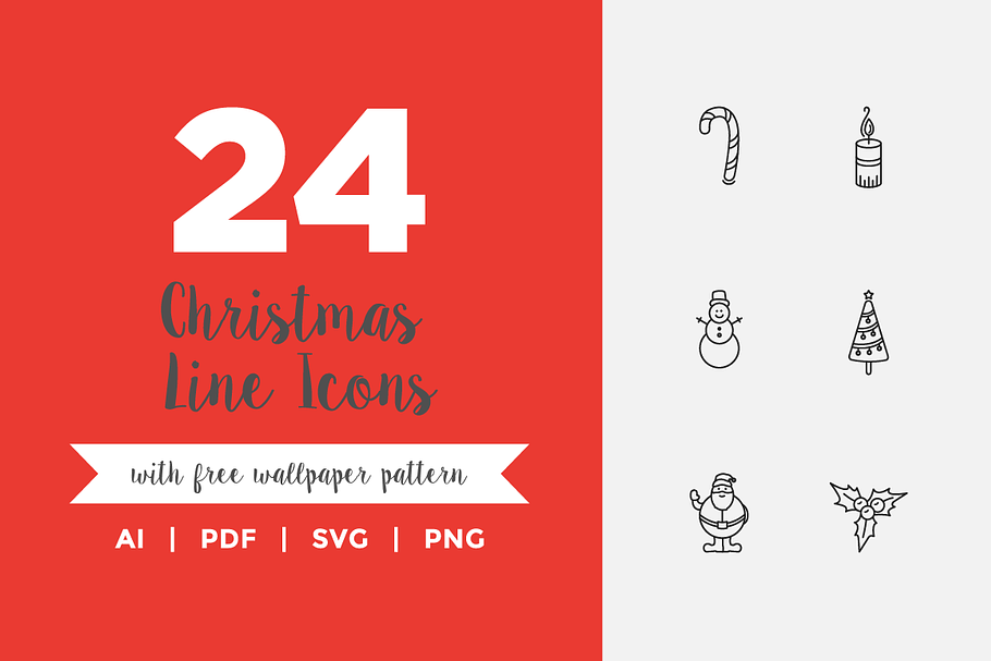 24 Christmas Line Icons in Graphics - product preview 8