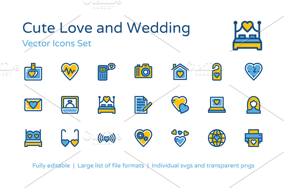 125+ Cute Love and Wedding Icons in Graphics - product preview 8