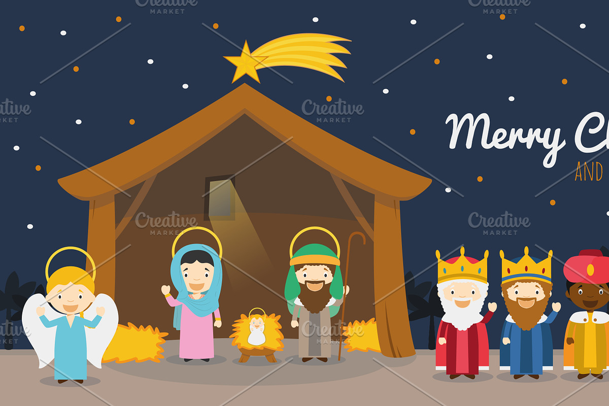 Nativity scene for Christmas in Illustrations - product preview 8