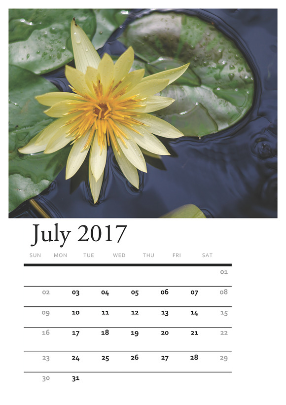 Floral PRINTABLE CALENDAR 2017 in Stationery Templates - product preview 6