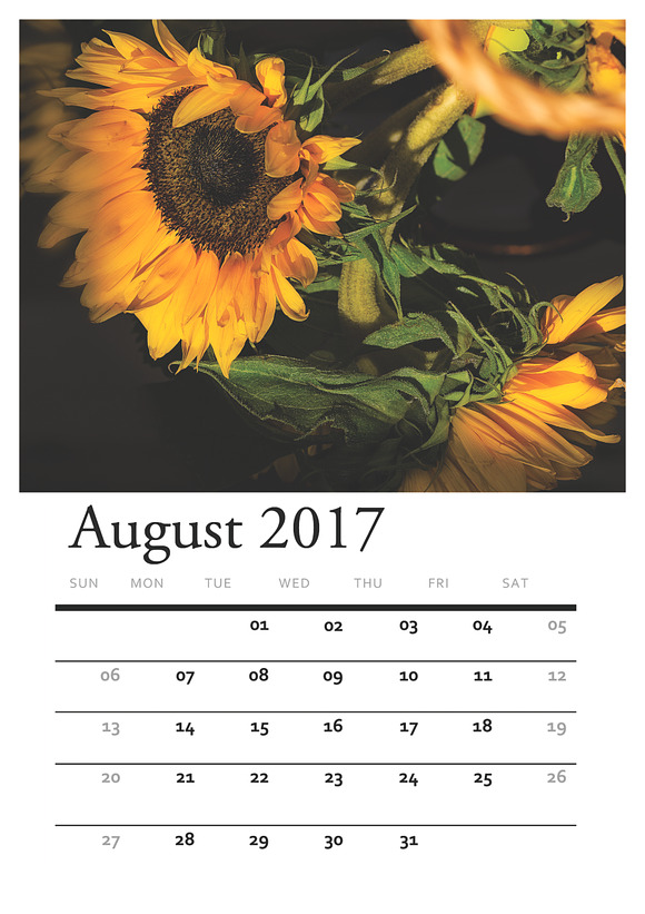 Floral PRINTABLE CALENDAR 2017 in Stationery Templates - product preview 7