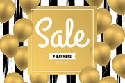 Sale. Set of 9 banners with balloons