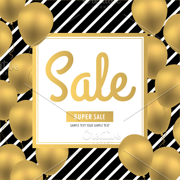 Sale. Set of 9 banners with balloons in Illustrations - product preview 1