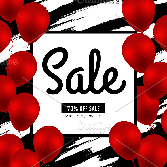 Sale. Set of 9 banners with balloons in Illustrations - product preview 2