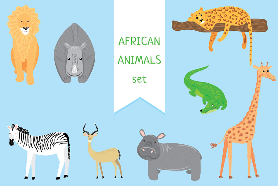African animals set in Illustrations - product preview 8