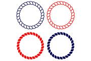 Circle sea rope frame set vector