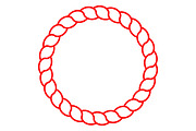 Red circle sea rope frame vector