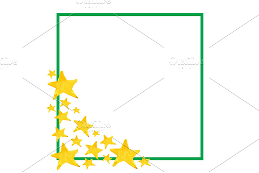 Watercolor XMas star symbol frame in Objects - product preview 8