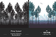 Pine forest vector illustration