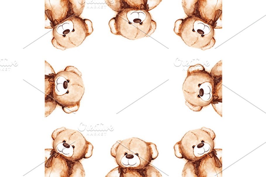 Cartoon lovely Teddy Bear toy frame in Illustrations - product preview 8
