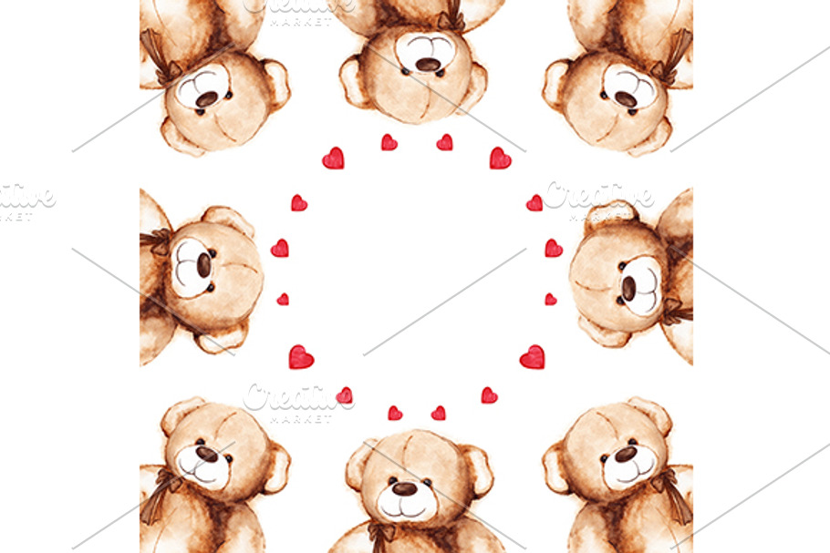 Cartoon lovely Teddy Bear toy frame in Illustrations - product preview 8